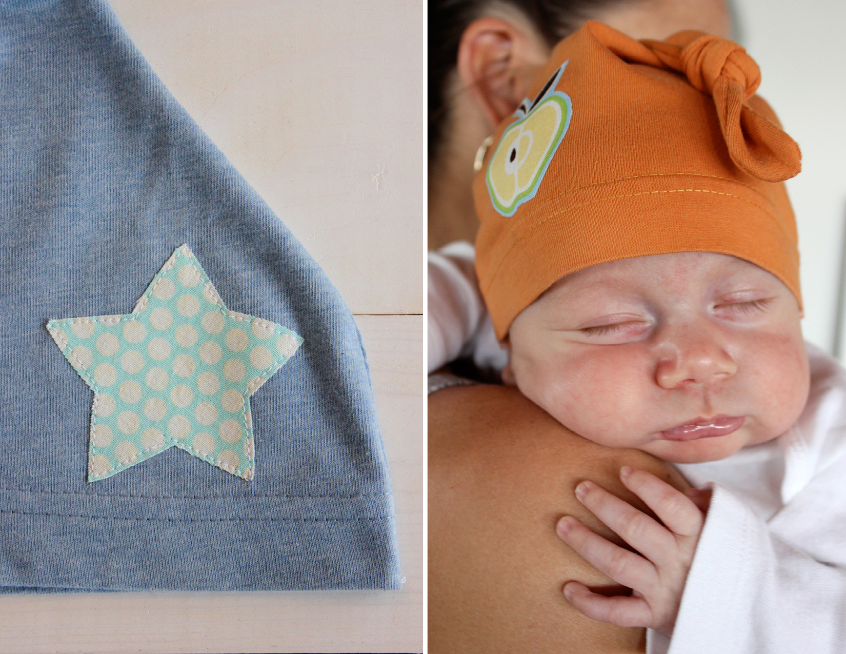 DIY tutorial for upcycled knotted baby hats on aliceandlois.com
