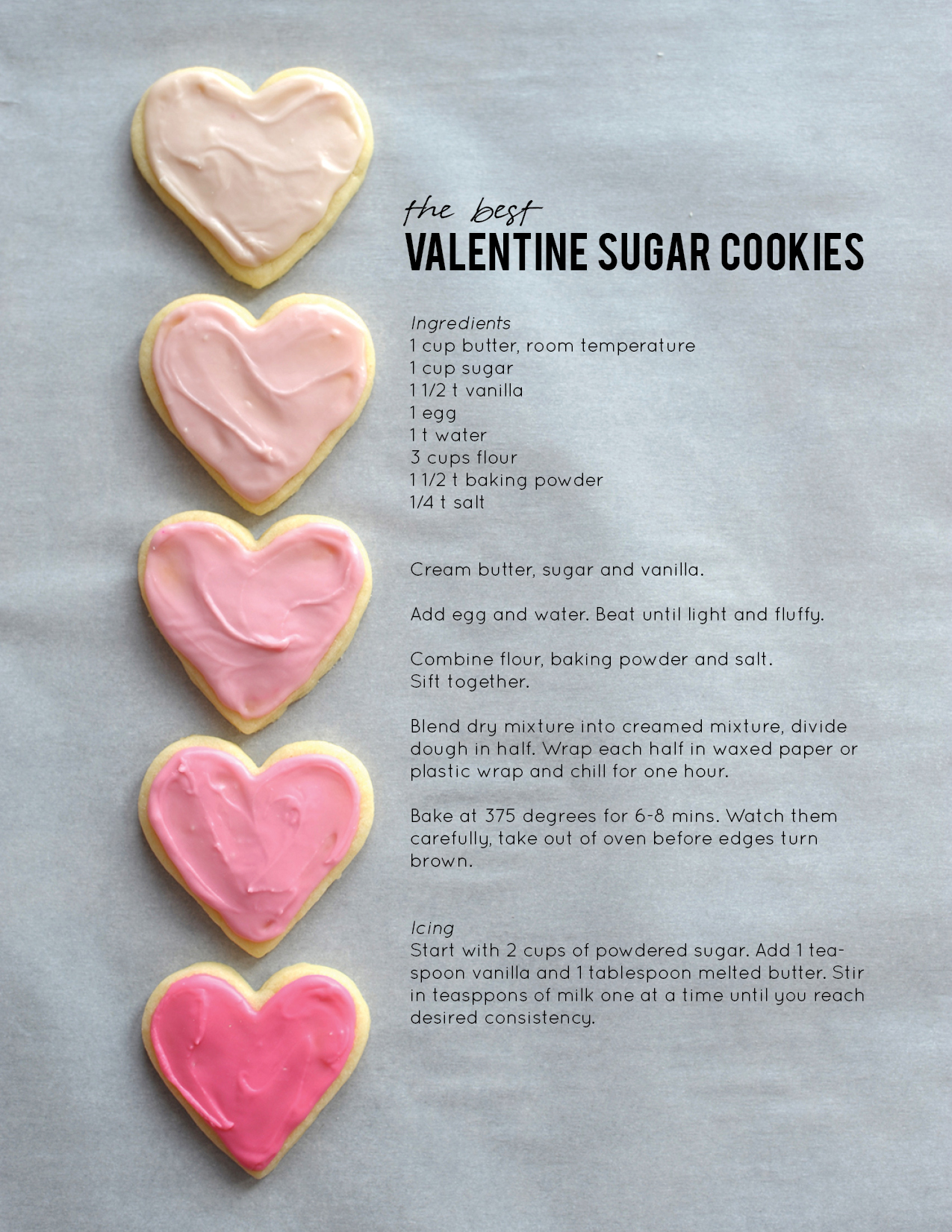 The best Valentine sugar cookie recipe on aliceandlois.com
