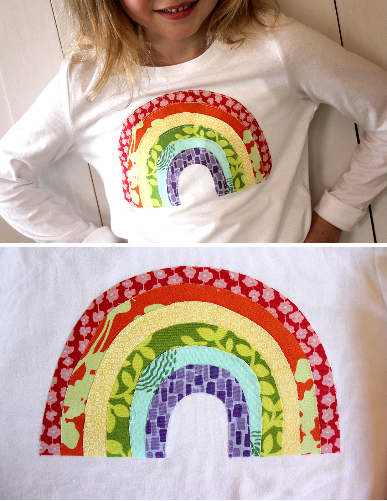DIY applique rainbow shirt form aliceandlois.com