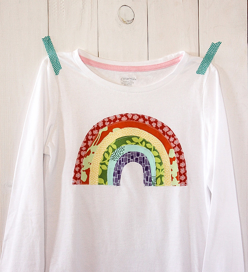 diy rainbow applique shirt on aliceandlois.com