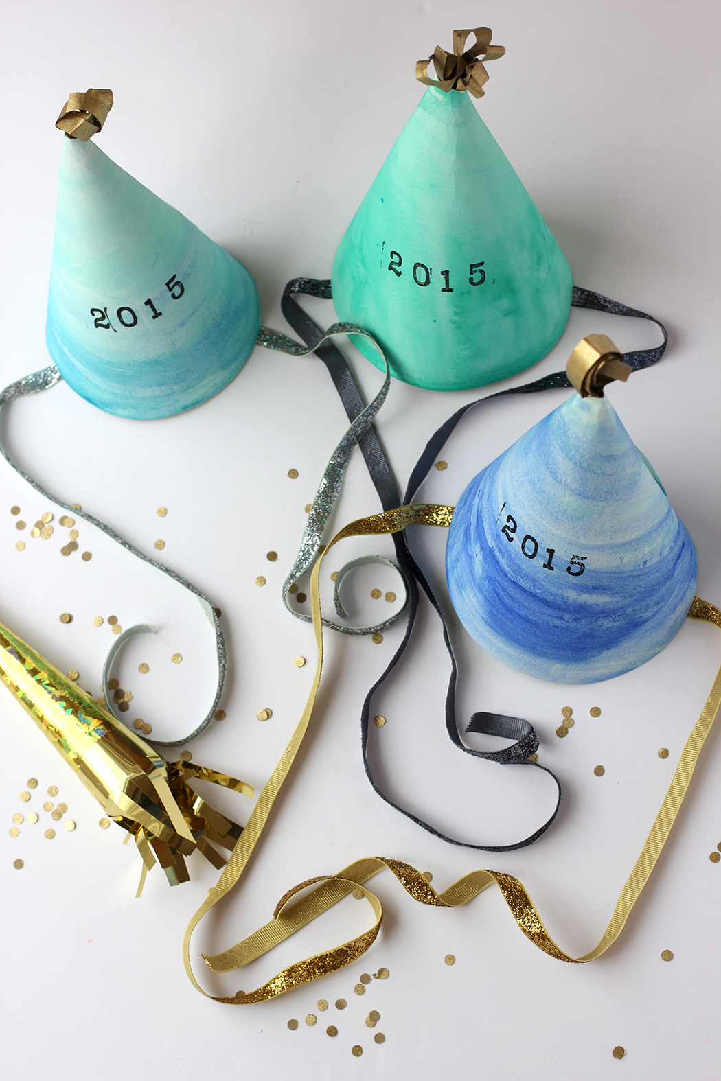 DIY Watercolor New Year's Ev Party Hats